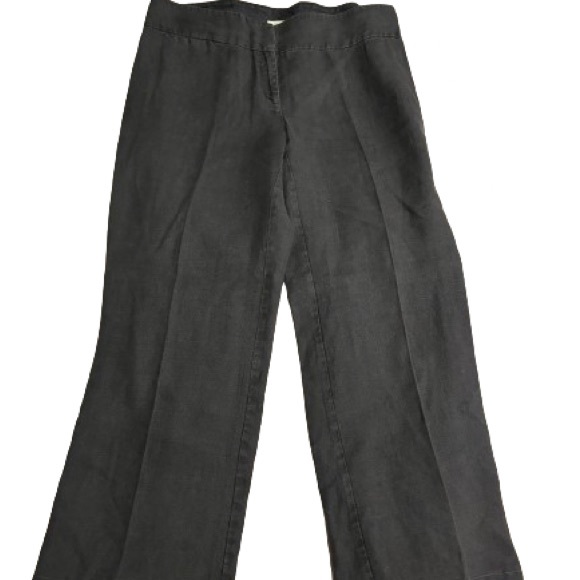 Eileen Fisher Graphite Gray linen Wide Leg Trouser Pants Size L - Picture 4 of 4
